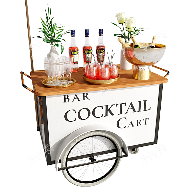 Mini Bar Cart: Compact Cocktail Delight 3D model image 5