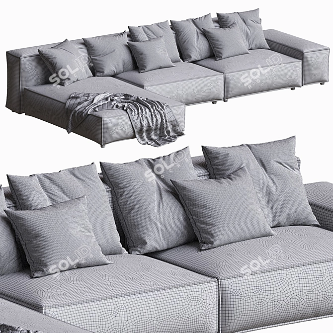 Contemporary NEOWALL Modular Sofa 3D model image 5