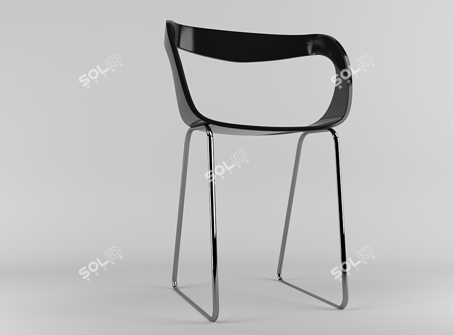 Metal and Leather Chair 3D model image 1