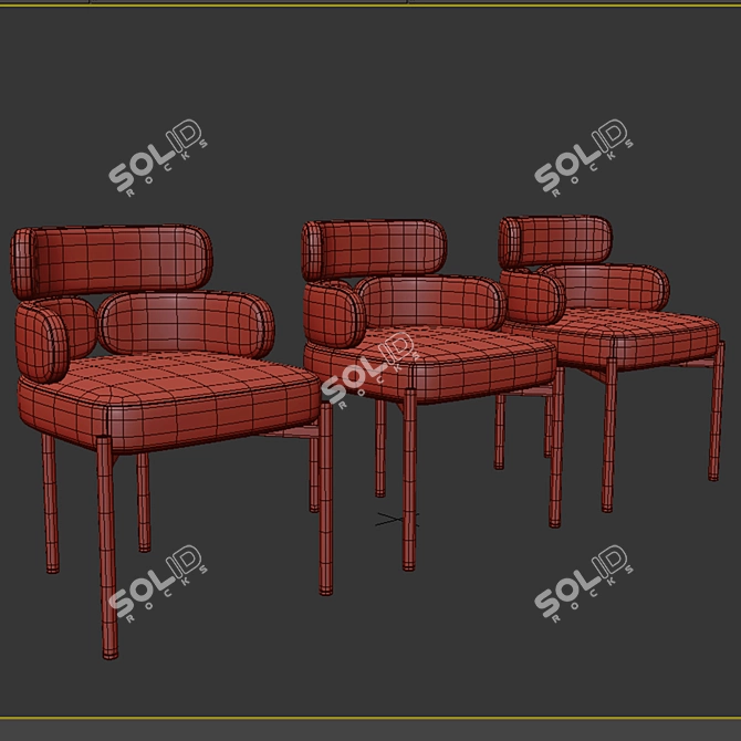 Elegant Sylvie Dining Chair 3D model image 4