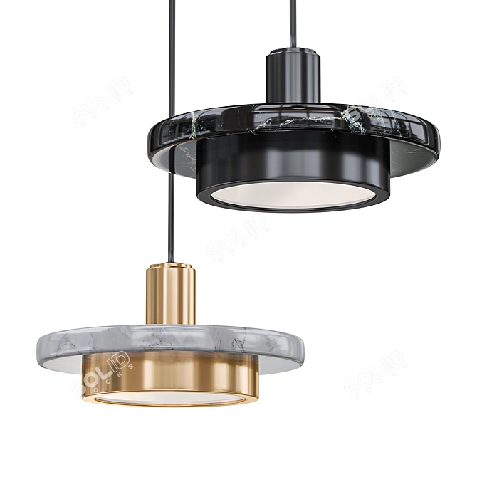 Elegant Calcite Pendant Light 3D model image 1