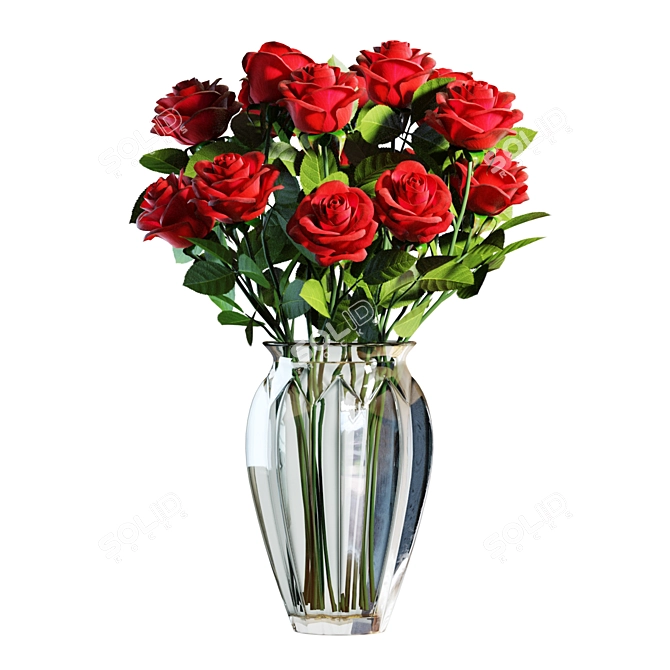 Elegant Red Rose Bouquet 3D model image 1