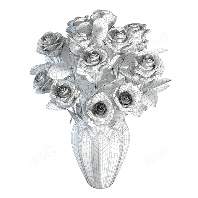 Elegant Red Rose Bouquet 3D model image 4