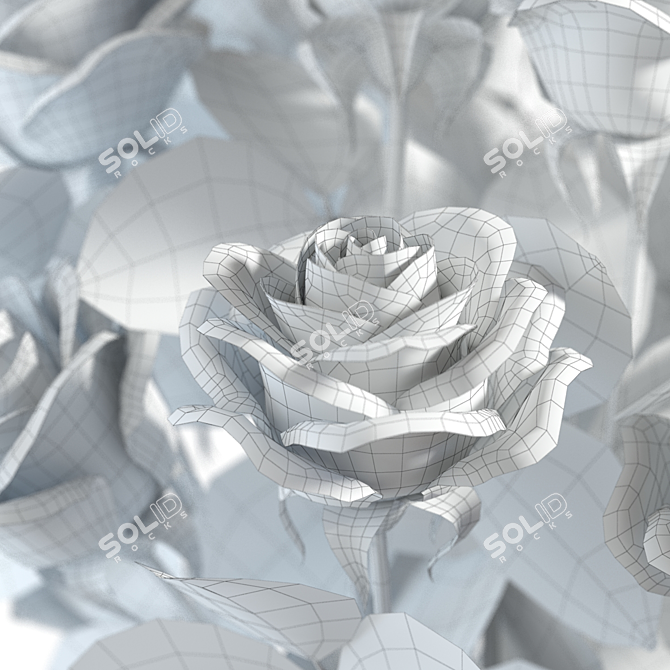 Elegant Red Rose Bouquet 3D model image 7
