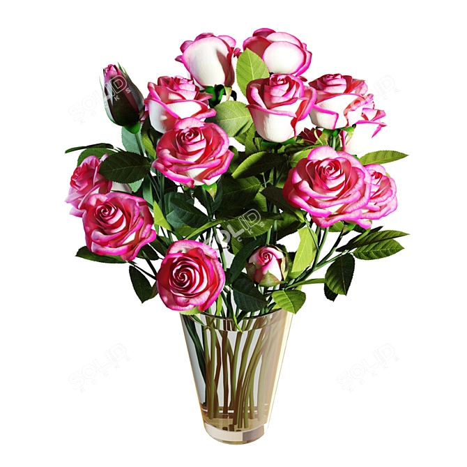 Elegant Pink Roses Bouquet 3D model image 3