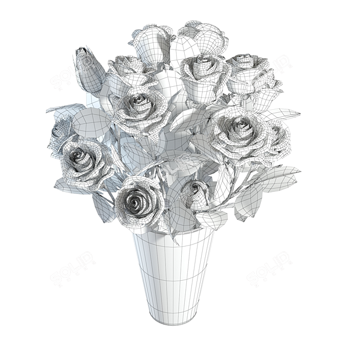 Elegant Pink Roses Bouquet 3D model image 4