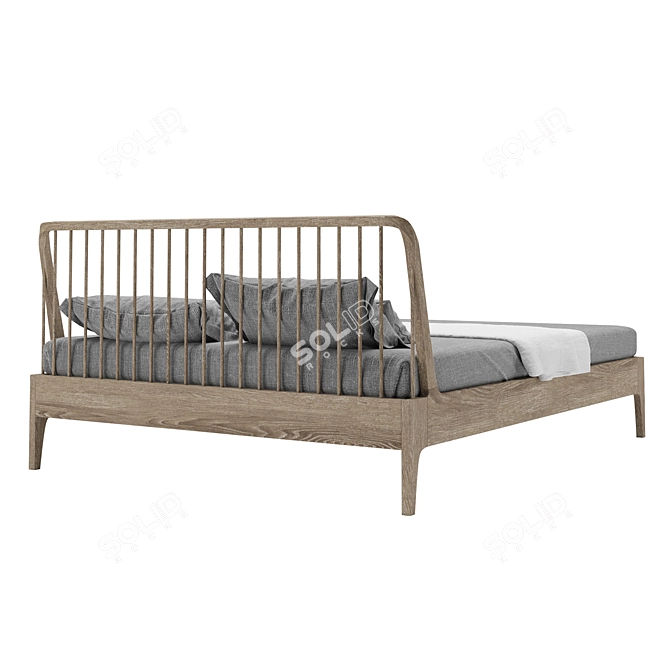 Elegant Rattan Bed Frame 3D model image 2