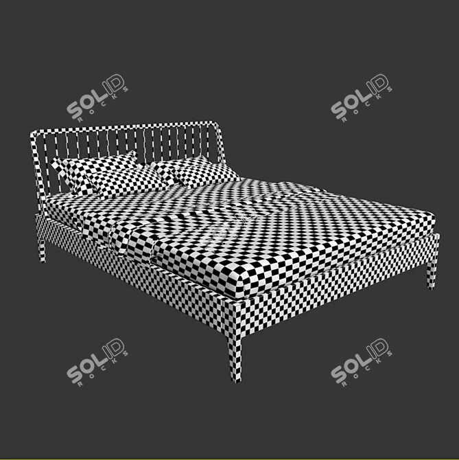 Elegant Rattan Bed Frame 3D model image 3