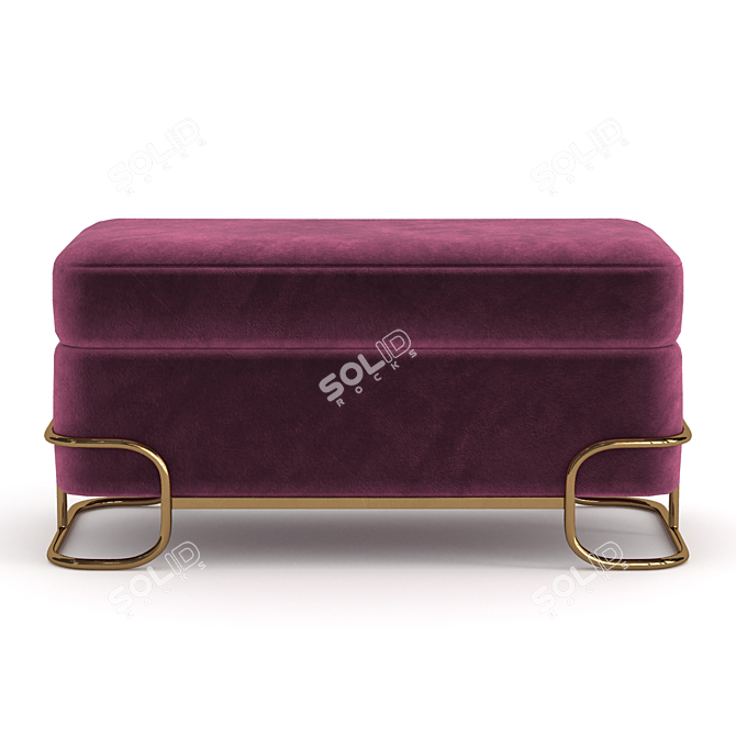 Glasar Metal Leg Burgundy Ottoman 3D model image 2