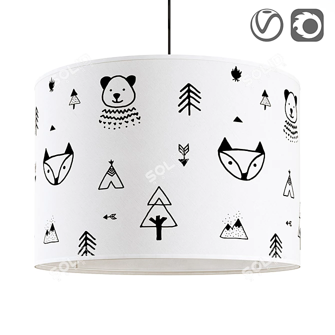 Enchanting Forest Lampshade 3D model image 1