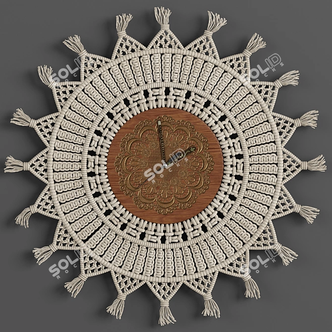 Boho Bliss Macrame Clock 3D model image 1