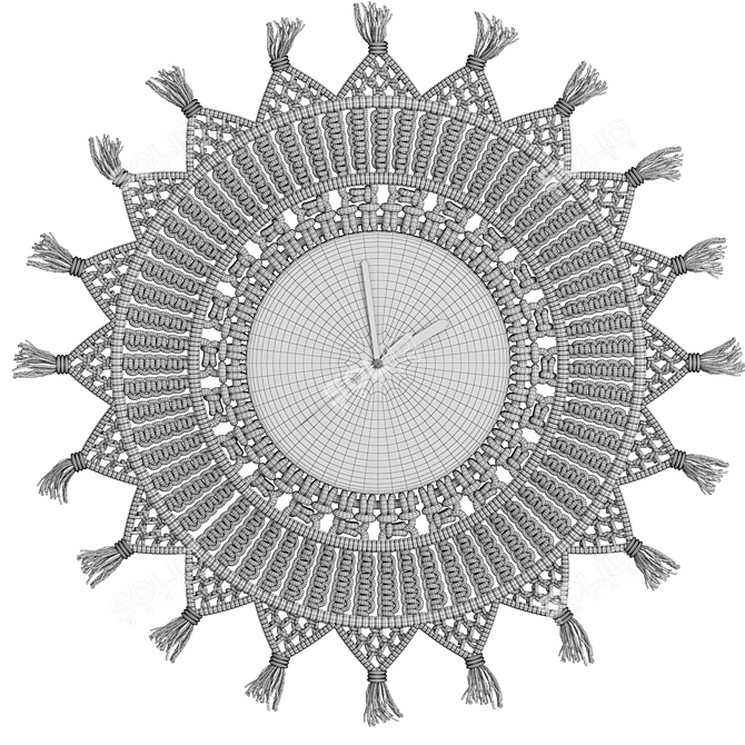 Boho Bliss Macrame Clock 3D model image 3