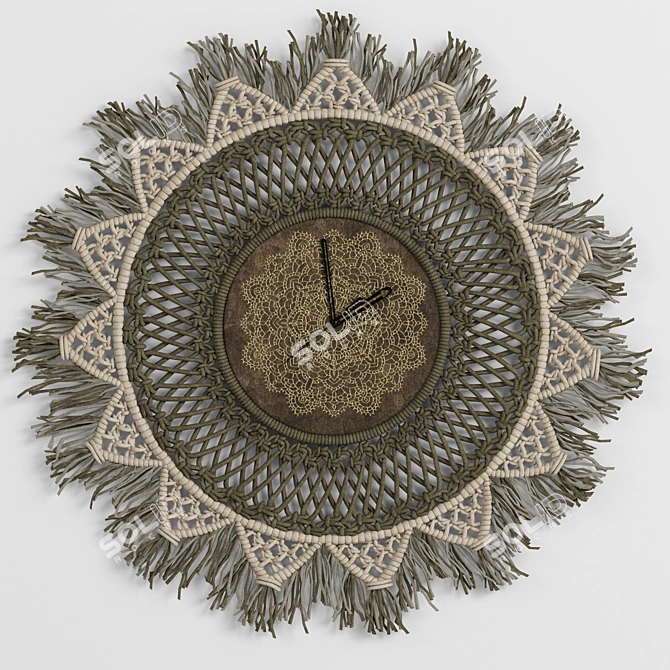 Boho Chic Macrame Clock 3D model image 1