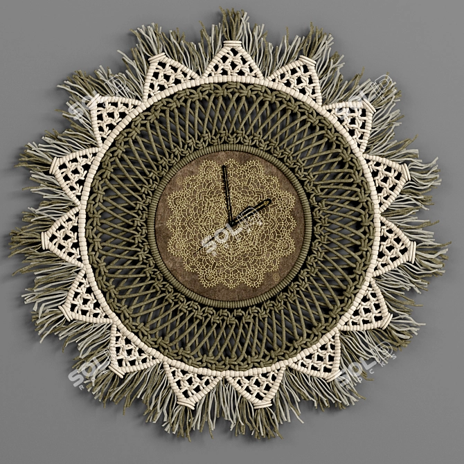 Boho Chic Macrame Clock 3D model image 2