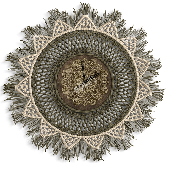Boho Chic Macrame Clock 3D model image 6
