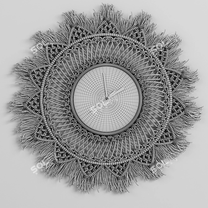 Boho Chic Macrame Clock 3D model image 7