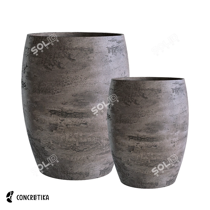 Contemporary Oval Concrete Planters 3D model image 1