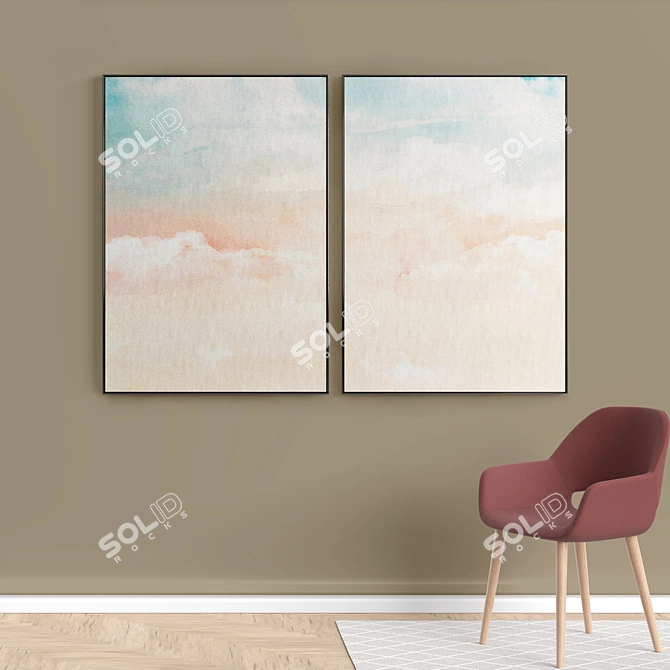 Elegant Photo Frame Set for Interior 3D model image 5