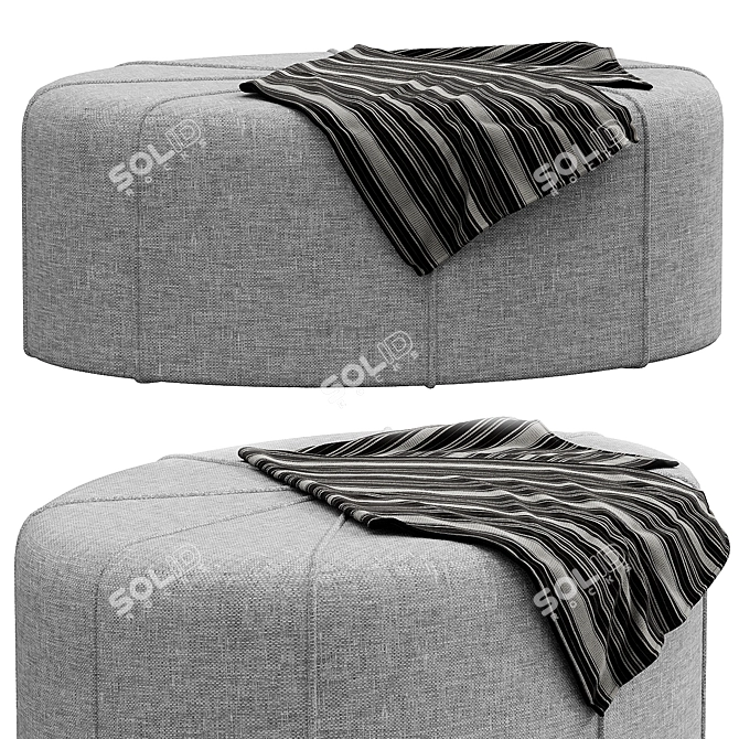 Elegant Ferris Oval Ottoman 3D model image 1