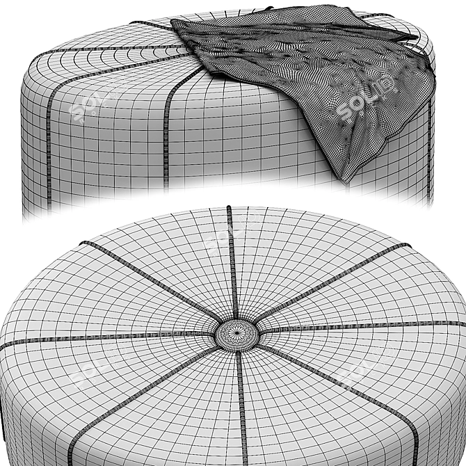 Elegant Ferris Oval Ottoman 3D model image 3