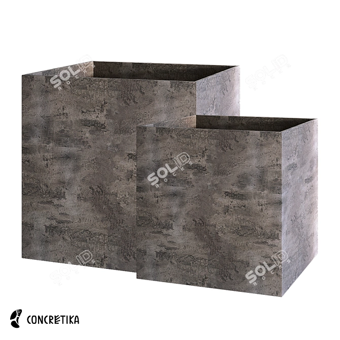 Cube Concrete Planters: Stylish and Durable 3D model image 1