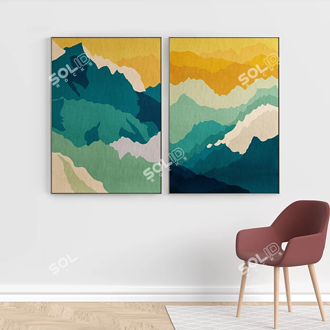 Elegant Frames Collection: Set of 2 Paintings, 5 Materials - S-277 3D model image 5