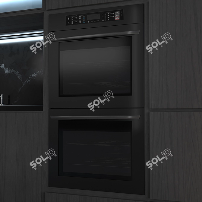 Modern Darkwood Kitchen Set 3D model image 3