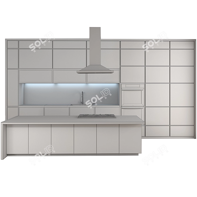 Modern Darkwood Kitchen Set 3D model image 12