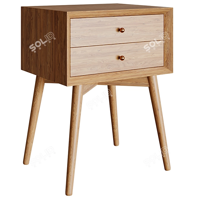 Elegant Woodsoft Bedside Table 3D model image 1