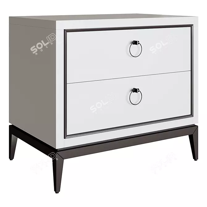 Elegant White Bedside Table 3D model image 1