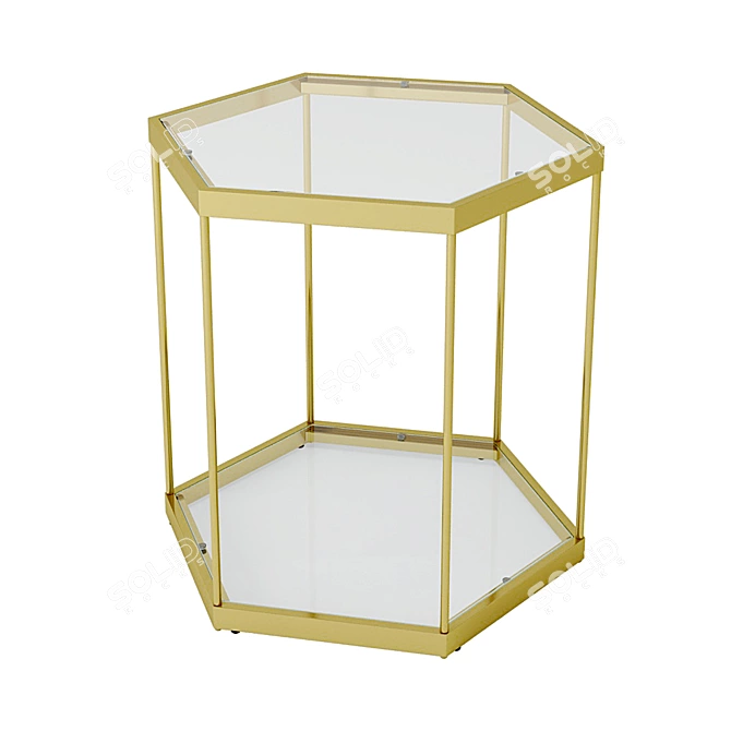 Gold Hexagon Hive Side Table 3D model image 1