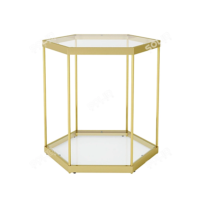 Gold Hexagon Hive Side Table 3D model image 2