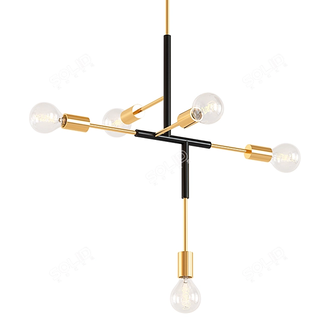 Atomium: Modern Black Metal Chandelier 3D model image 1