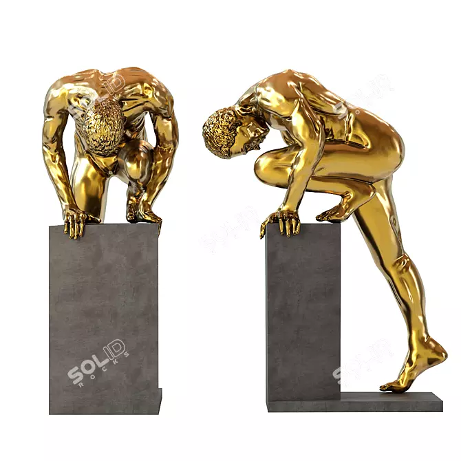 Bronze Nude Man Stand - Unique Deco Object 3D model image 1