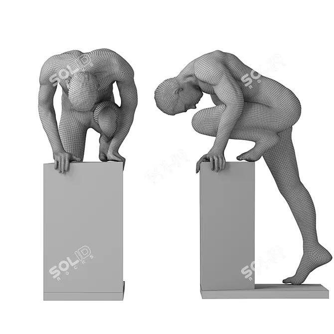 Bronze Nude Man Stand - Unique Deco Object 3D model image 3