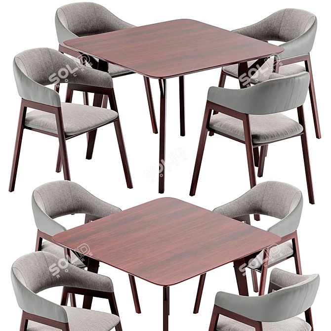 Modern Angel Cerda Dining Chair and Terong Table Set 3D model image 3