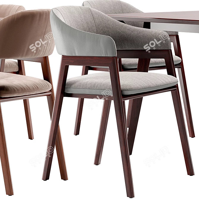 Modern Angel Cerda Dining Chair and Terong Table Set 3D model image 4