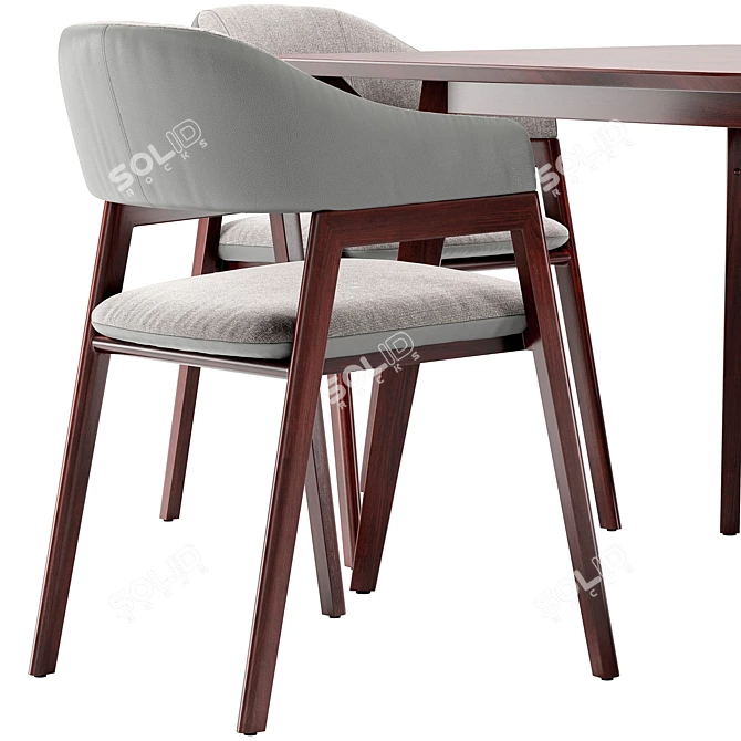 Modern Angel Cerda Dining Chair and Terong Table Set 3D model image 6