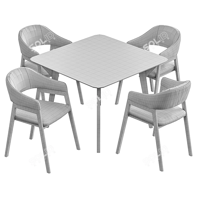 Modern Angel Cerda Dining Chair and Terong Table Set 3D model image 7