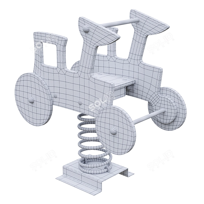 Spring Rockers for Children: "Typewriter" & "Tractor 3D model image 5