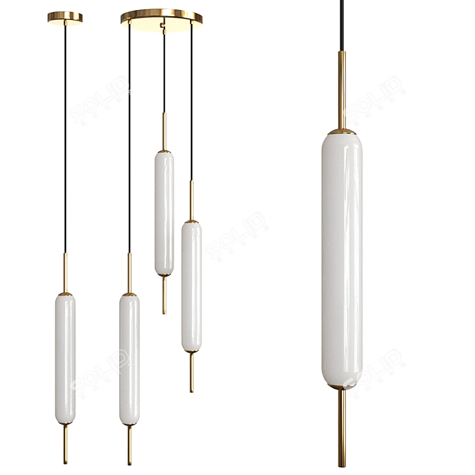 Opulent Opal Pendant Light 3D model image 1