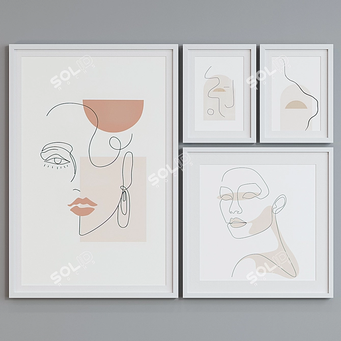 Abstract Faces Picture Frame Set 3D model image 2