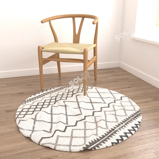 Luxury Round Rug Set with Versatile Textures 3D model image 2