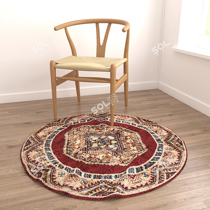 Stylish Round Rug Set - 6 Pieces 3D model image 2