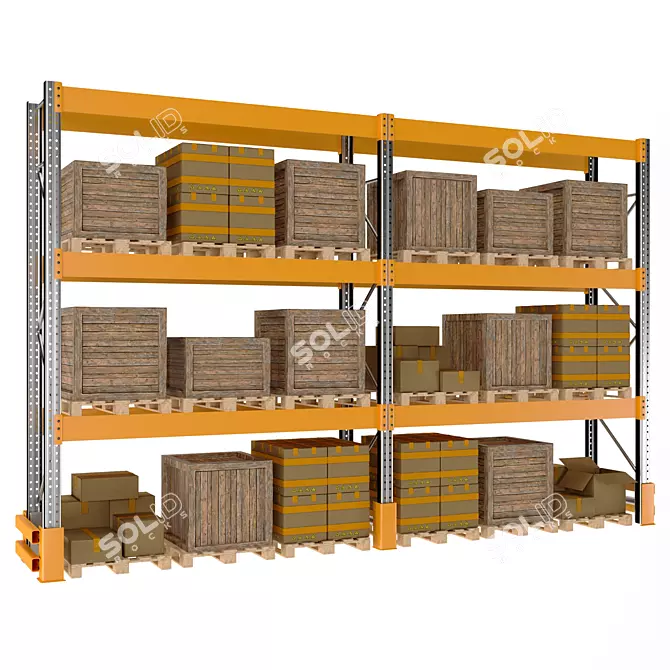 Heavy-Duty Pallet Storage Rack 3D model image 1