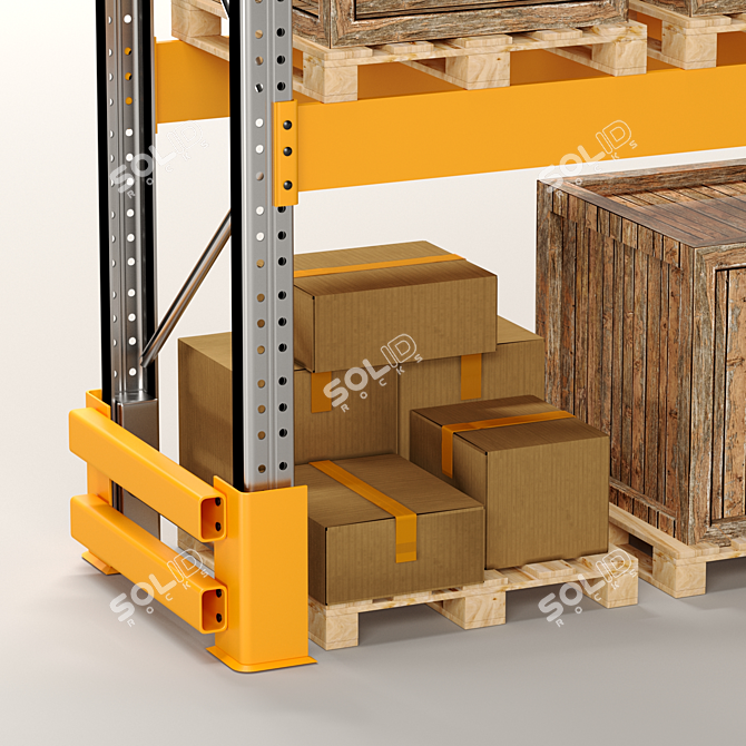 Heavy-Duty Pallet Storage Rack 3D model image 3