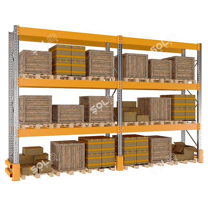 Heavy-Duty Pallet Storage Rack 3D model image 7