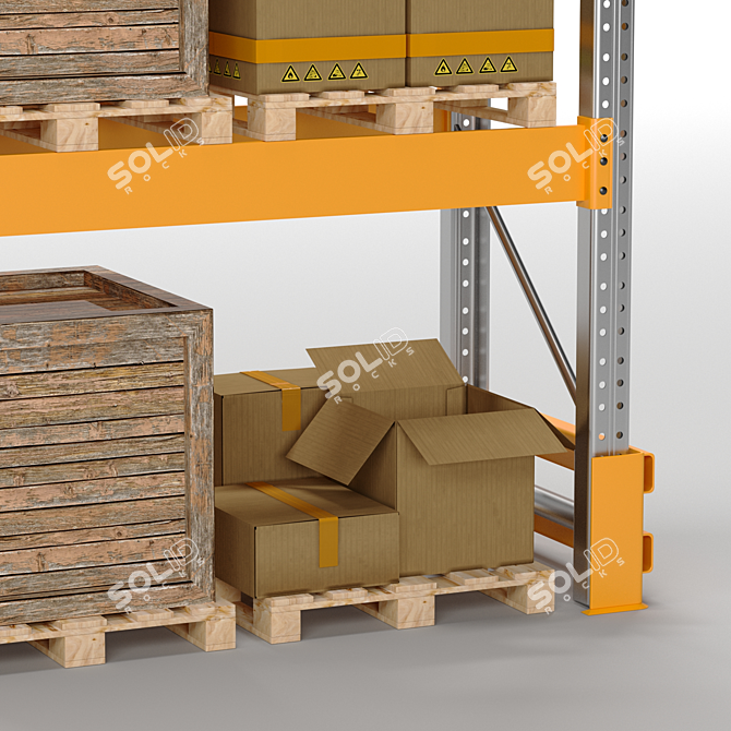 Heavy-Duty Pallet Storage Rack 3D model image 10