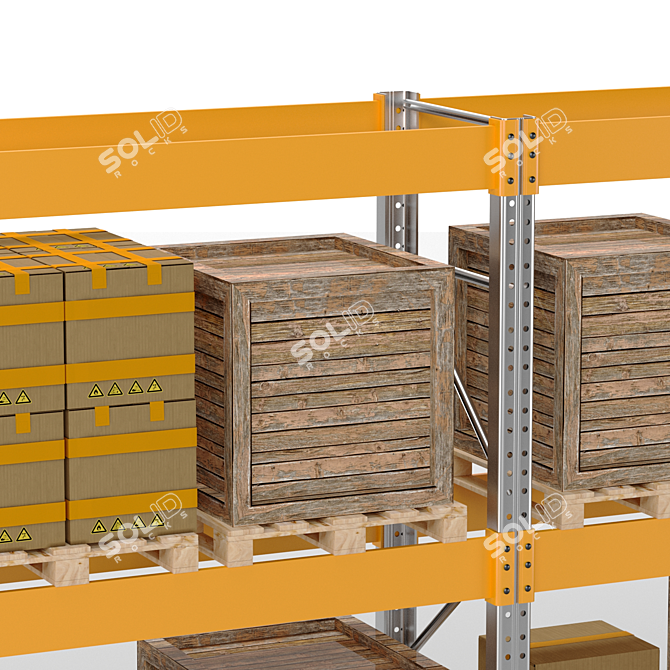 Heavy-Duty Pallet Storage Rack 3D model image 11