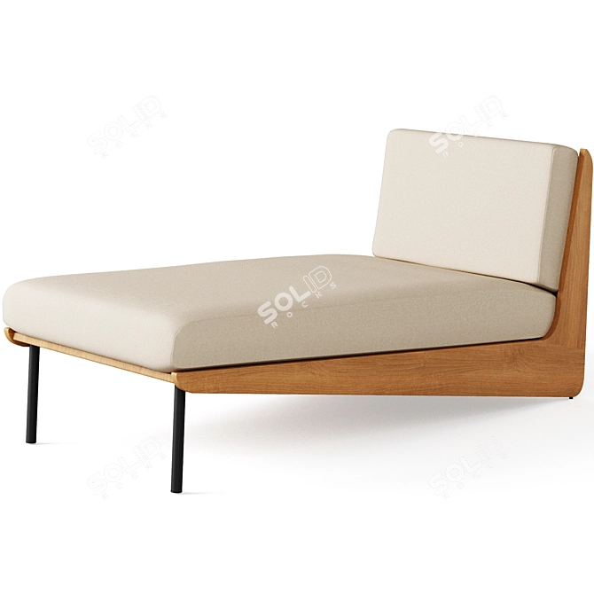 Kinney Teak Chaise Lounge: Outdoor Luxury with Cushion 3D model image 1